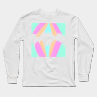 Green pink yellow watercolor abstract art Long Sleeve T-Shirt